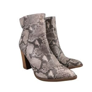 Carlos Santana Shoes Womens 8.5 Booties Fashion Block Heel Snake Print Point Toe